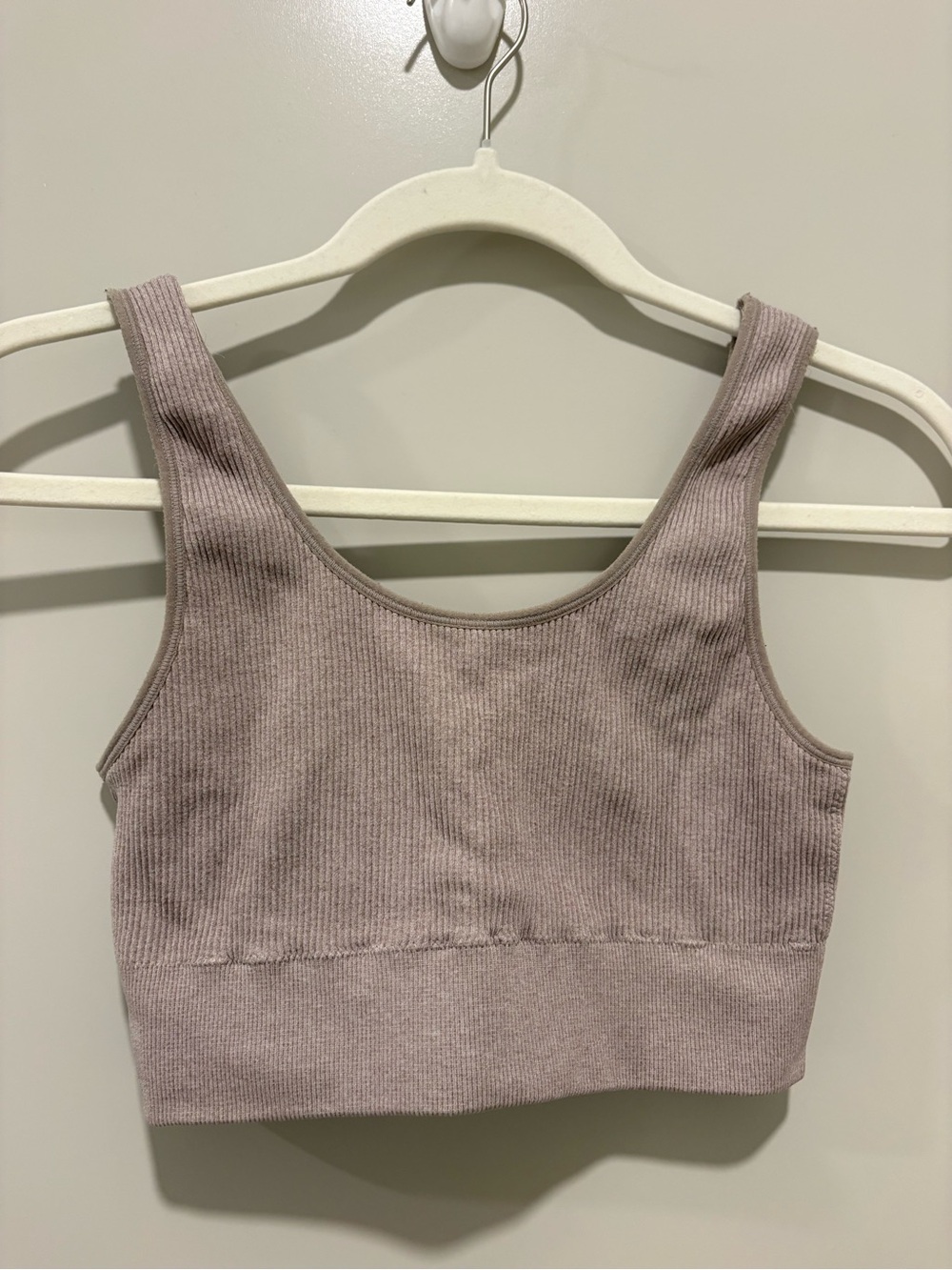 Aerie Seamless Ribbed Crop Bralette - Tan